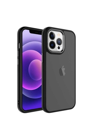 Apple Uyumlu iPhone 13 Pro Kılıf Buzlu Sert Pc Zore May Kapak Siyah