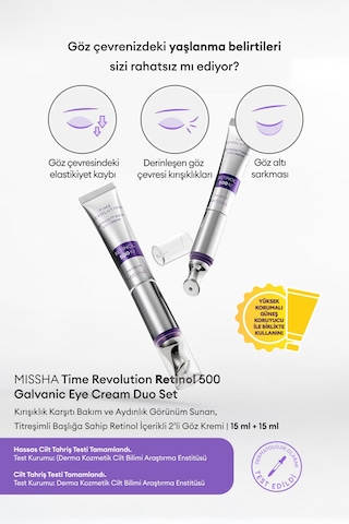 Titreşimli 2li Göz Bakım Kremi Time Revolution Retinol 500 Shot Eye Cream Duo Set