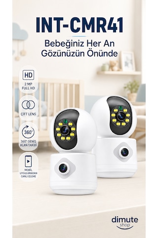 Int-cmr41 2mp Çift Lens Bebek Kamerası 2 Yönlü Ses, Mobil Uygulama Destekli Güvenlik Kamerası