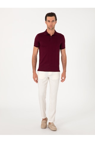 Cacharel Ekru Slim Fit Çizgili Keten Karışımlı Spor Pantolon Bej