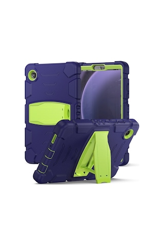 Samsung Galaxy Uyumlu Tab A9 3 Katmanlı Koruma Ekran Çerçevesi + Pc + Silikon Şok Geçirmez Kombinasyon Tableti Tutucu İle