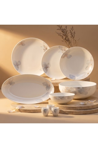 Jumbo Misty Flora 29 Parça 6 Kişilik Yemek Takımı Beyaz