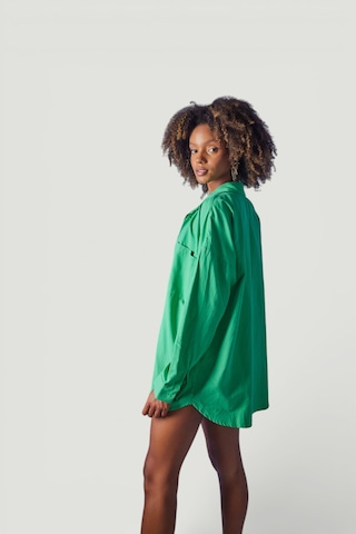Holly Lolly Oversize Model Düğme Kapamalı Leti Gömlek Yeşil