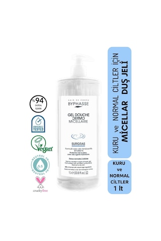 Byphasse Dermo Micellar Surgras Kuru Ve Normal Ciltler İçin Misel Duş Jeli 1 L
