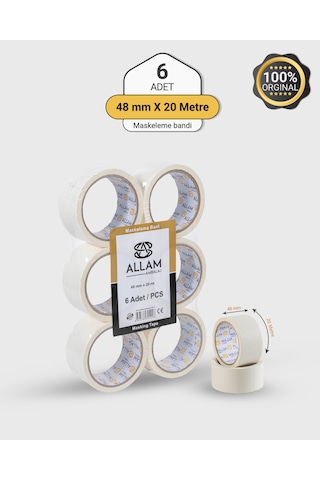 6 Adet Maskeleme Bandı 48mm X 20mt Kağıt , Boya Ve Dekorasyon Bandı 6 Adet Maskeleme Bandı 48mm X 20mt Kağıt , Boya Ve Dekorasyon Bandı