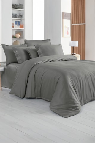 Sarev Monochrome Gray %100 Pamuk Saten King Size Nevresim Takımı Gri