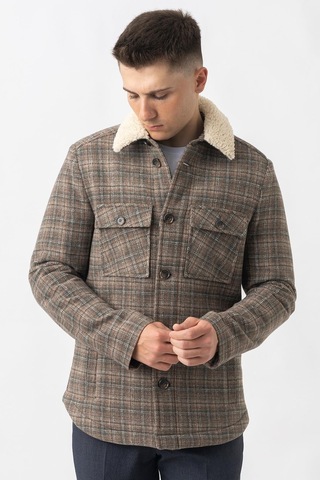 White Stone Aarau 58137 Slim Fit Kürklü Kaban Haki
