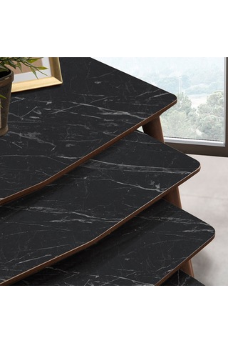 Vovvahome Vega 4lü Mdf Ahşap Zigon Sehpa Ve Orta Sehpa - Siyah