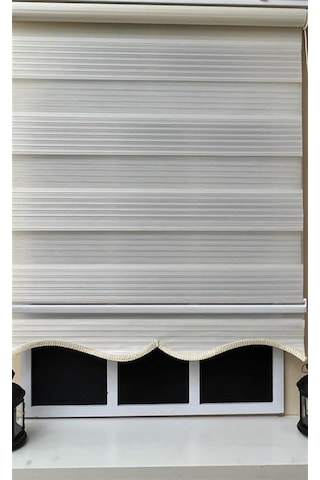 Storburada Ekru Pliseli Zebra Stor Perde Alüminyum Kasalı Alm-481 Ekru
