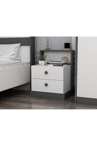 Life Komodin Beyaz - Antrasit Beyaz-antrasit