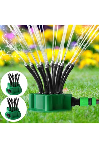 Reedark Bahçe Sulama Aleti: 12 Esnek Başlı 360 Derece Oto Sulama Sprinkler, 336 Ft² Kaplama, Çift Paket 2 Adet
