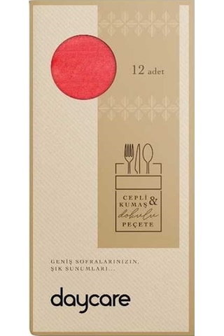 Kumaş Dokulu Premium Peçete: Sofralarınızda Kumaş Şıklığı, Kağıt Pratikliği 12'li Kırmızı