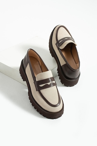 Kadın Yüksek Taban Günlük Loafer Vela - Bej Ve Kahverengi Bej Ve Kahve