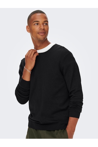 Only & Sons Erkek Bisiklet Yaka Regular Fit Kazak - 22020088 Siyah