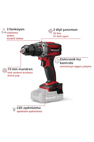 Einhell TE-CD 18/52 Li-i - Solo Akülü Vidalama - 4514346