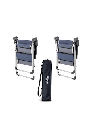 2 Adet Katlanır Kamp Sandalyesi Ve Alüminyum Masa Seti - Rock Silver - Safir Karışık/Çok Renkli