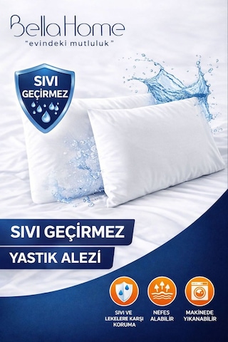50x70 Sıvı Geçirmez 2'li Yastık Koruyucu - Fermuarlı - Yıkanabilir Beyaz