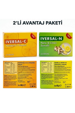 Iversal C Ve N Pastil 2li Avantaj Paketi Portakal-nane Limon Zencefil
