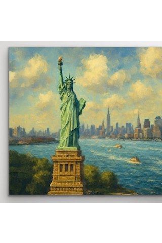 Özgürlük Heykeli Kanvas Tablo 60x120cm Çok Renkli