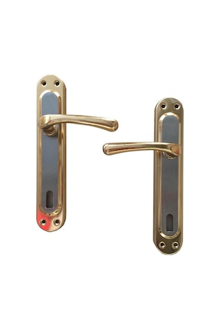 Çelikel Aynalı Kapı Kolu Yale Tipi Altın Metal Oda Kapı Kolu 1410 Kapı Kolu Metal