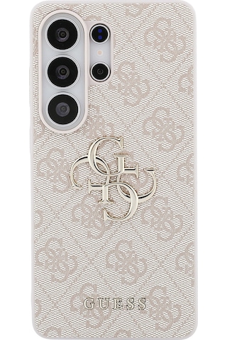 Galaxy S26 Ultra Uyumlu Kılıf Guess Lisanslı Pu Deri Büyük Metal Logo Dizaynlı Kapak Pembe
