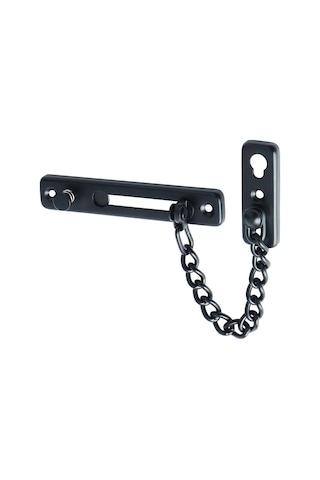 Kapı Zinciri Mandalı, Emniyet Yaylı Hırsızlık Önleyici Pres Kilidi İç Ve Ekstra Ön Kapı İçin, Mat Siyah Kapı Zincirleri 1 Paket
