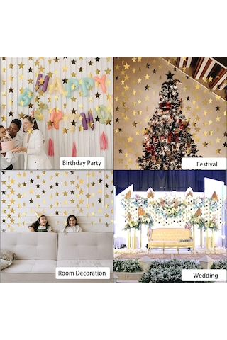 Gold Altın Asmalı Yıldız Tavan Süsleri Ipli Sarkıt Ramazan Süsü