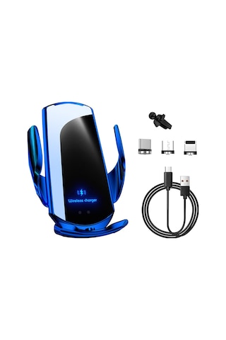 Monyee Mavi Araç İçin 15w Kablosuz Şarjlı Akıllı Sensörlü Telefon Tutucu, 360 Derece Döner, Otomatik Açılma-kapama, Navigasyon Ve Araç İç Gereci