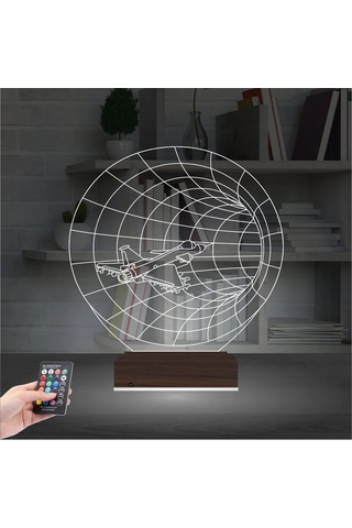 Luvivia Savaş Uçağı Pilot 3d Lamba - Masa Gece Lambası Şeffaf