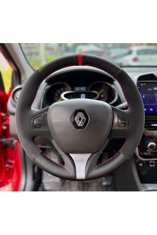 Clio 4 Faz 1 2014-2017 Araca Özel Direksiyon Kılıfı Aracınızın Direksiyonuyla Teyit Ediniz Kırımızı