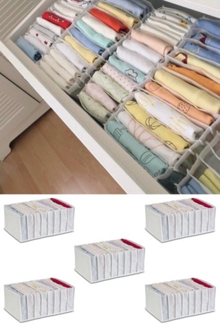 Serstil 5 Adet - Medium 11 Gözlü Çekmece Içi Düzenleyici Organizer 16 X 40 X 12 Beyaz-5m