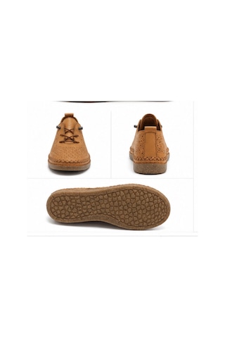 N Napa Shoe Np.8208l.taba Napa Shoe Kadın Hakiki Deri Lazer Kesim Günlük Ayakkabı Bağcıklı Ortopedik Comfort Sneaker Taba