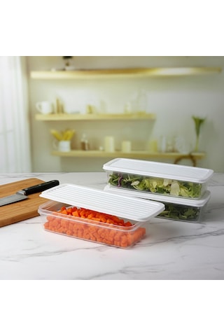 Deconox 3 Lü Slim Buzdolabı Ve Derin Dondurucu Saklama Kabı Seti Beyaz