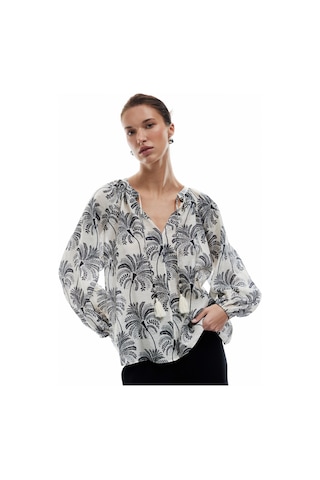 Koton Floral Desenli Viskon Bağlamalı Yuvarlak Yaka Uzun Kollu Bluz Beyaz Desenli 5sak60055ew Beyaz Desenli