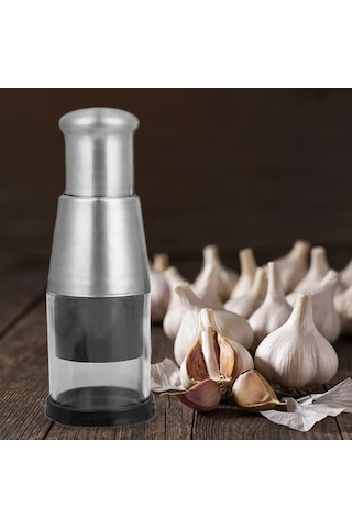 Homyl Preslenmiş Sarımsak Kıyıcı Gıda Kıyma Makinesi Siyah Gümüş