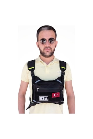 Motorcu Göğüs Çantası Reflektörlü Su Geçirmez Kan Grubu 0rh+