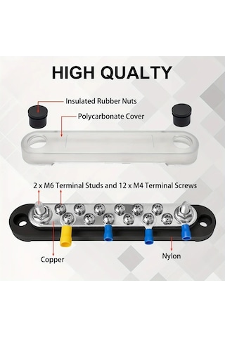 Motion003 12m4 Terminal Güç Dağıtma Bloğu Siyah Kırmızı 30 Mavi Bağlayıcı Kapak Vida