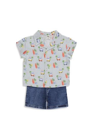 Civil Baby Erkek Bebek Araba Empirme 6-18 Ay Takım - Mavi
