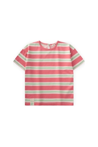 Cigit Çizgili Kız T-shırt 2-10 Yaş Pembe Yeşil Çizgili Pembe Yeşil Çizgili