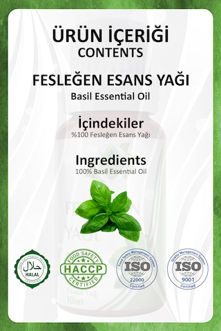 Fesleğen Yağı Basil Essential Oil 10 Ml.