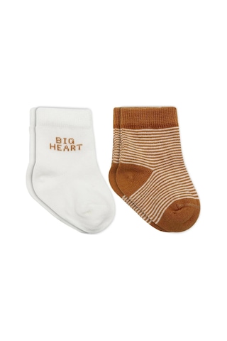 Bistyle Big Heart Penye Soket Çorap 2'li Bs10117 Hardal Hardal