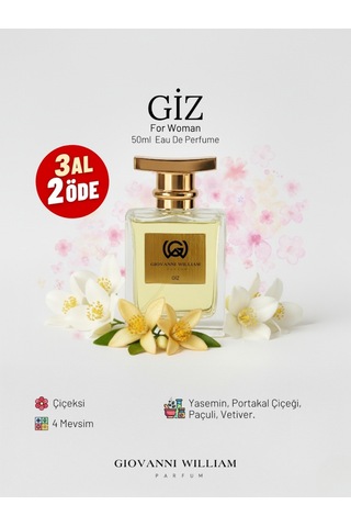 Giz Lüx Kadın Parfüm Sexy Gizemli Etkileyici Beyaz Çiçek, Yasemin, Paçuli, Vetiver Çiçeksi