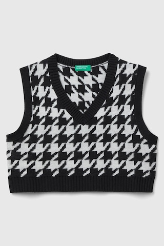 United Colors Of Benetton Kj T Ksuz Tamamı Desenli V Yaka Crop Süveter Siyah
