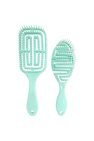 Croc Saç Fırçası Seti 2li Yeşil - Saç Açıcı Fırça, 3d Detangler Brush - Tarak Hediyeli