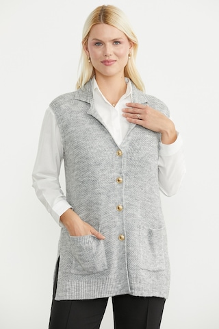 Sementa Cepli Yumuşak Dokulu Triko Yelek - Açık Gri