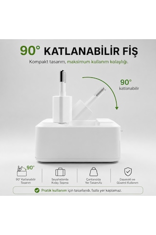 Sbs 65w Gan Katlanabilir Şarj Adaptörü Usb-c Pd 65w + Usb-a 18w Katlanabilir Fiş Laptop, Tablet Ve Telefon Uyumlu