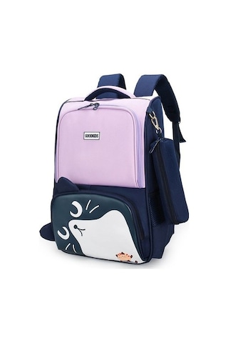 Kızlar İçin Sevimli Karikatür Kedi Okul Sırt Çantası Ilkokul Çantaları Çocuklar Seyahat Sırt Çantaları Mochila Escolar Lı12lq Mor