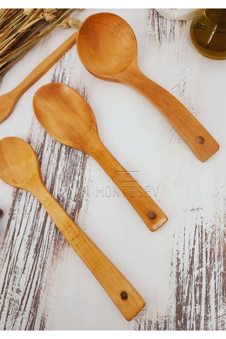 Ahşap Tahta Mutfak Kaşık Seti 4 Parça Kayın, Şimşir Ağacı 4-3