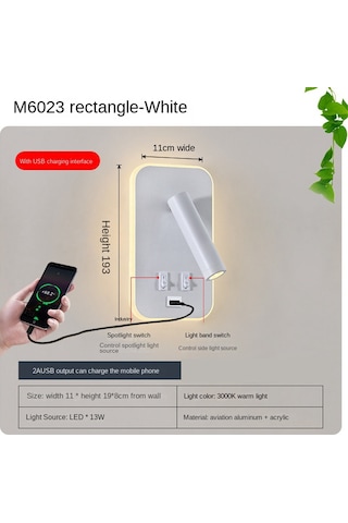 Ayarlanabilir Duvar Lambası Başucu Çalışma Odası Okuma Aplik Lambası Beyaz Beyaz