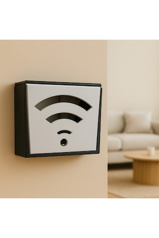 Ahşap Wifi Modem Kutusu Duvar Tipi Kablo Gizleyici &amp Router Saklama Kutusu Dekoratif Modem Koruma Kabini Beyaz